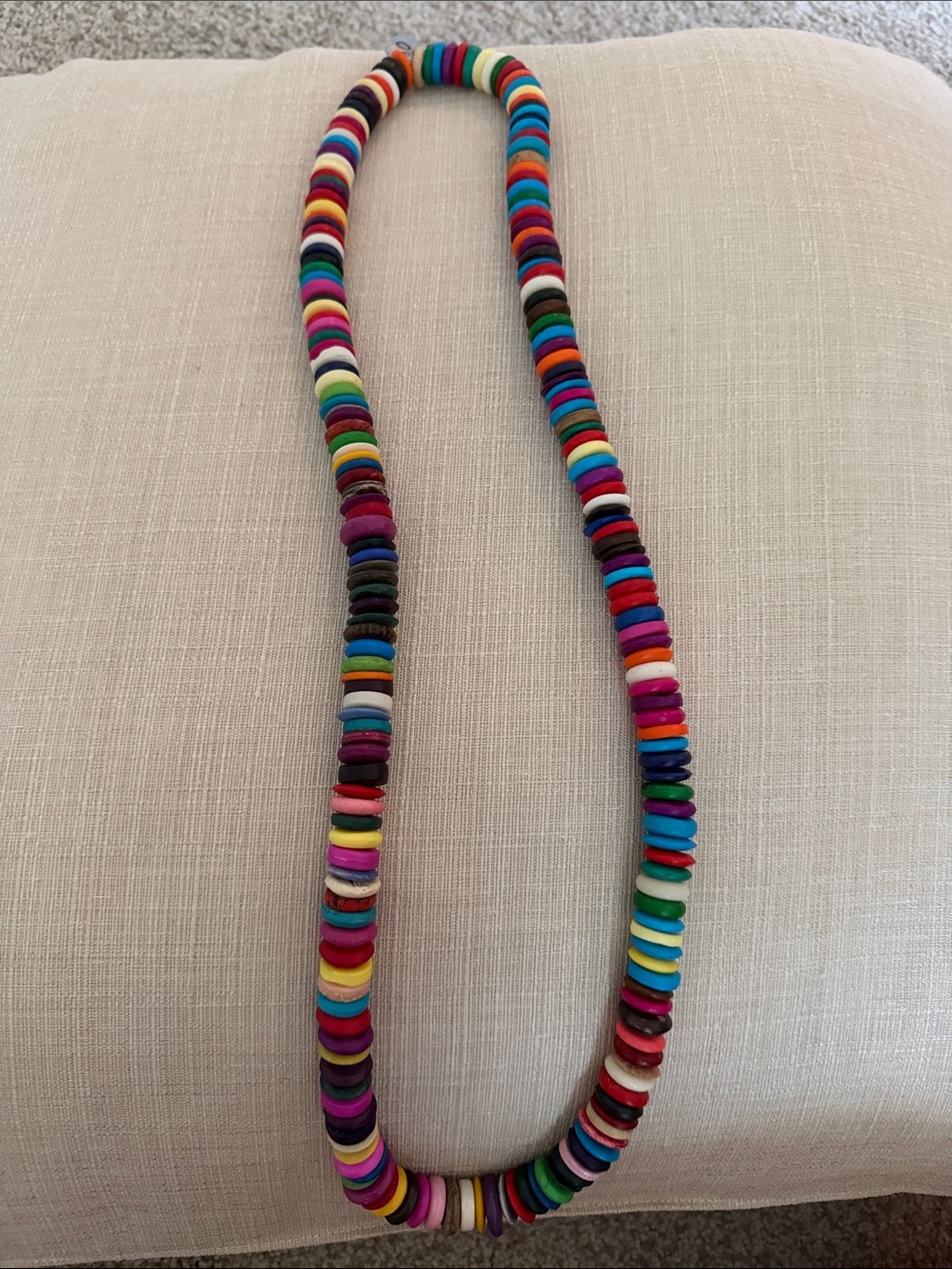 Multicolor wooden disc Bead Necklace 34 inch - Bright Rainbow Accessory